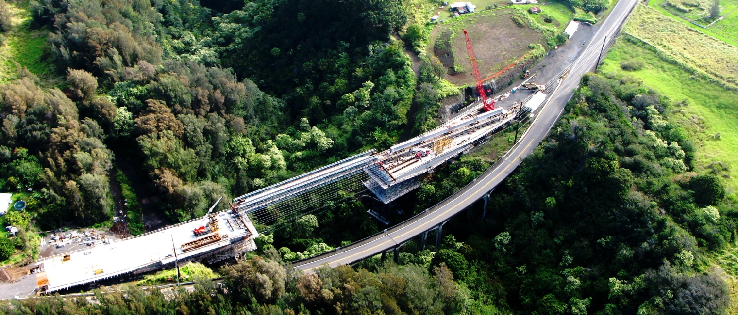 Modular Acrow Trusses on Kealakaha Stream bridge in Hawaii, USA