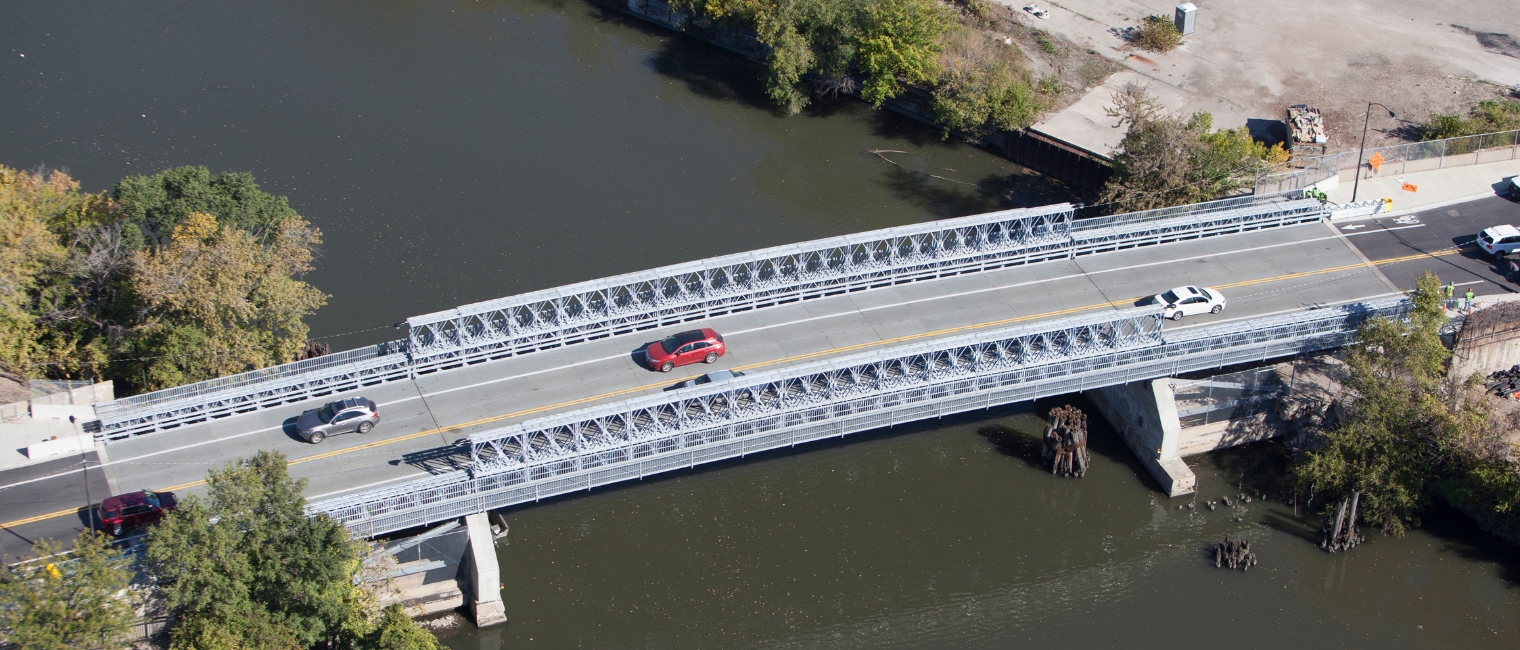 Temporary replacement bridge in Chicago, Illinois, USA