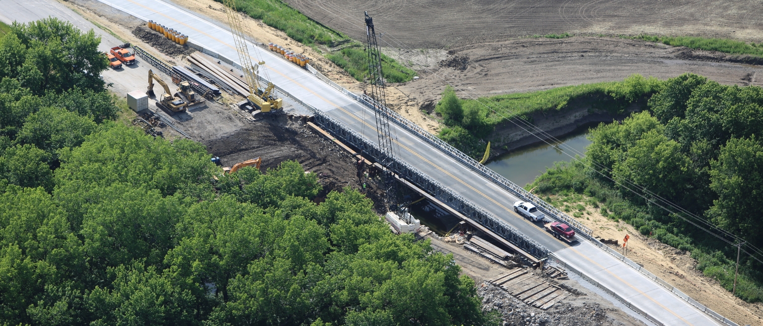 Detour bridge for I34 in Iowa, USA