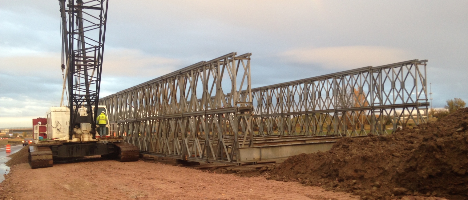 Maple River detour bridges in South Dakota, USA