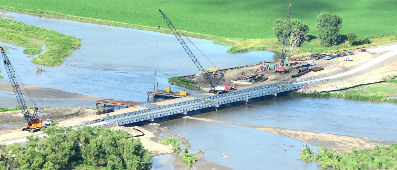 Emergency highway detours after floodding in Nebraska, USA