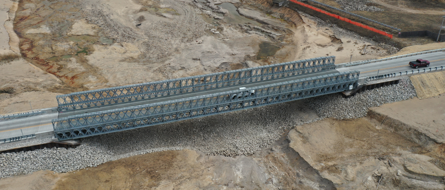 Emergency flood restoration bridge in Gladwin County, Michigan, USA