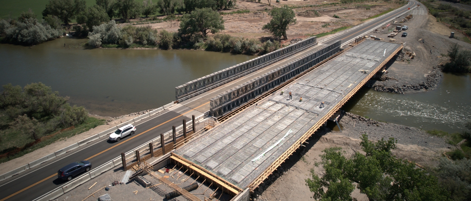 Construction detour bridge on Highway 92 in Delta County, Colorado, USA