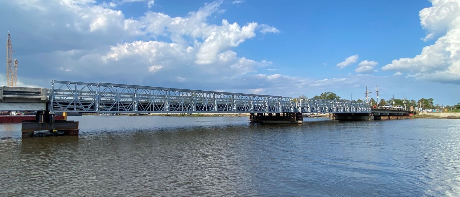 Kerner Swing Bridge restored after Hurricane Ida in Jefferson Parish in Louisiana, USA