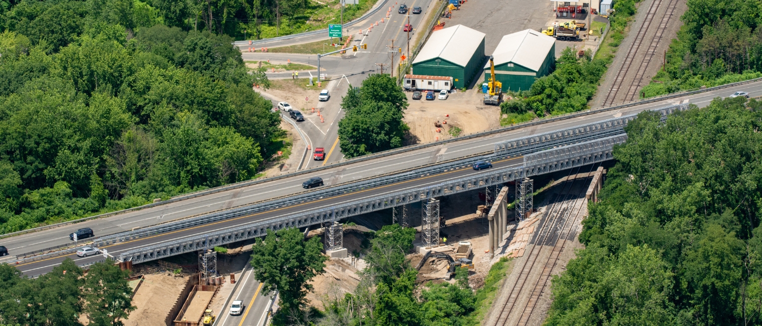 Construction detour bridge on I91 in Massachusetts, USA