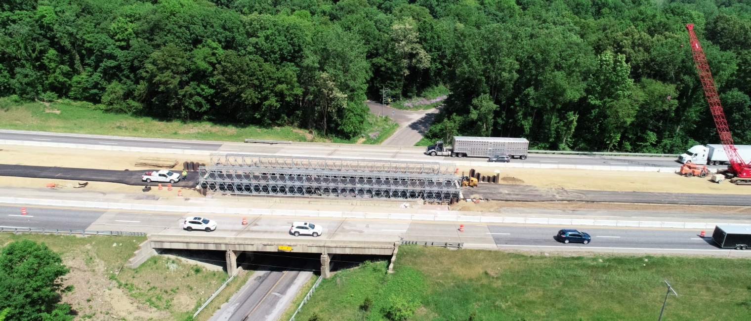 Detour bridge during highway modernization in Michigan, USA