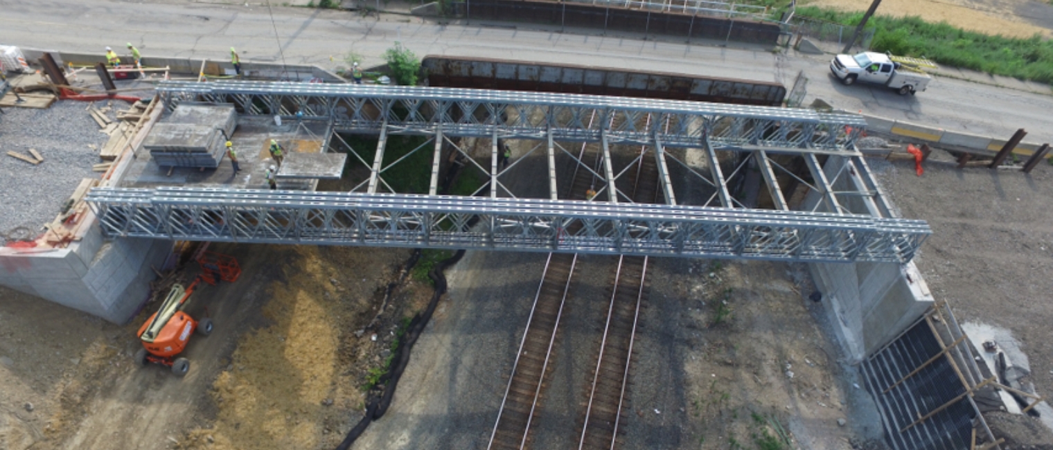 Kenmawr Bridge detour over train route in Pittsburgh, Pennsylvania, USA